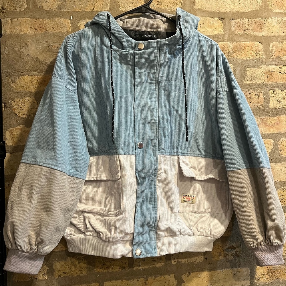 Trendy Color Block Corduroy Jacket - Zaful (Size Large)
